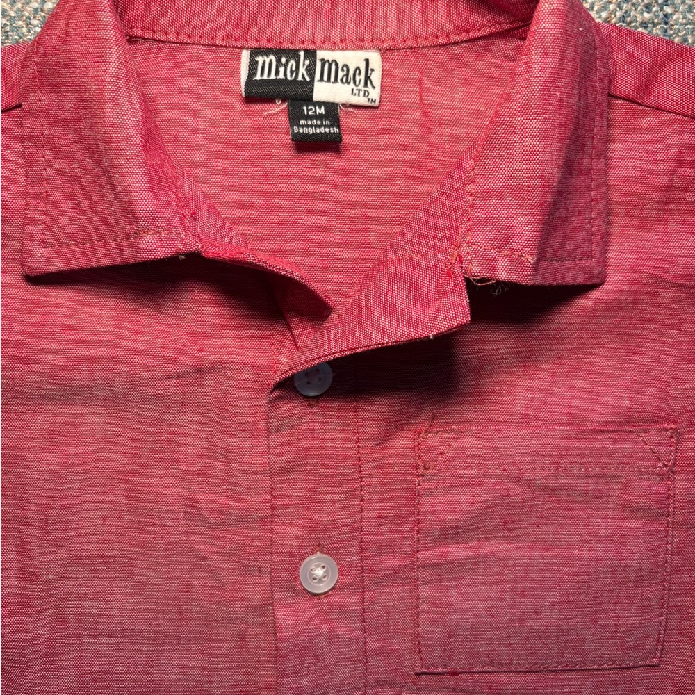 Mick Mack Kids' Short-Sleeve Red Button-Down Shirt 12M - Picture 5 of 6